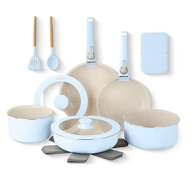 Gotham Steel Ceramic 18-Piece Cookware Set | Non-Stick Cookware Set with Stay-Cool Handles