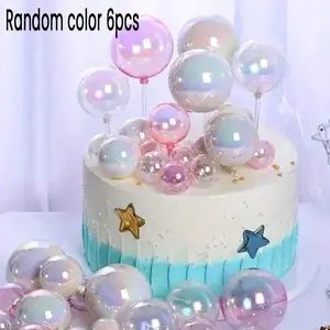 6 Colorful Bubble Cake Decoration Balls, DIY Cake Decor, Wedding Anniversary Birthday Party Supplies, Baking Decor, Valentine's Day