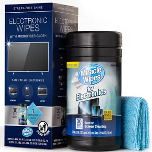Miraclewipes for Electronics Cleaning - Screen Wipes Designed for TV, Phones, Monitors and More - Includes Microfiber Towel - (30 Count)