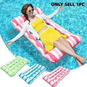 New Vacation Inflatable Float, Minimalist Pool Chair Float, Colorful Hammock, 3-In-1 Inflatable Pool Toy, Outdoor Use