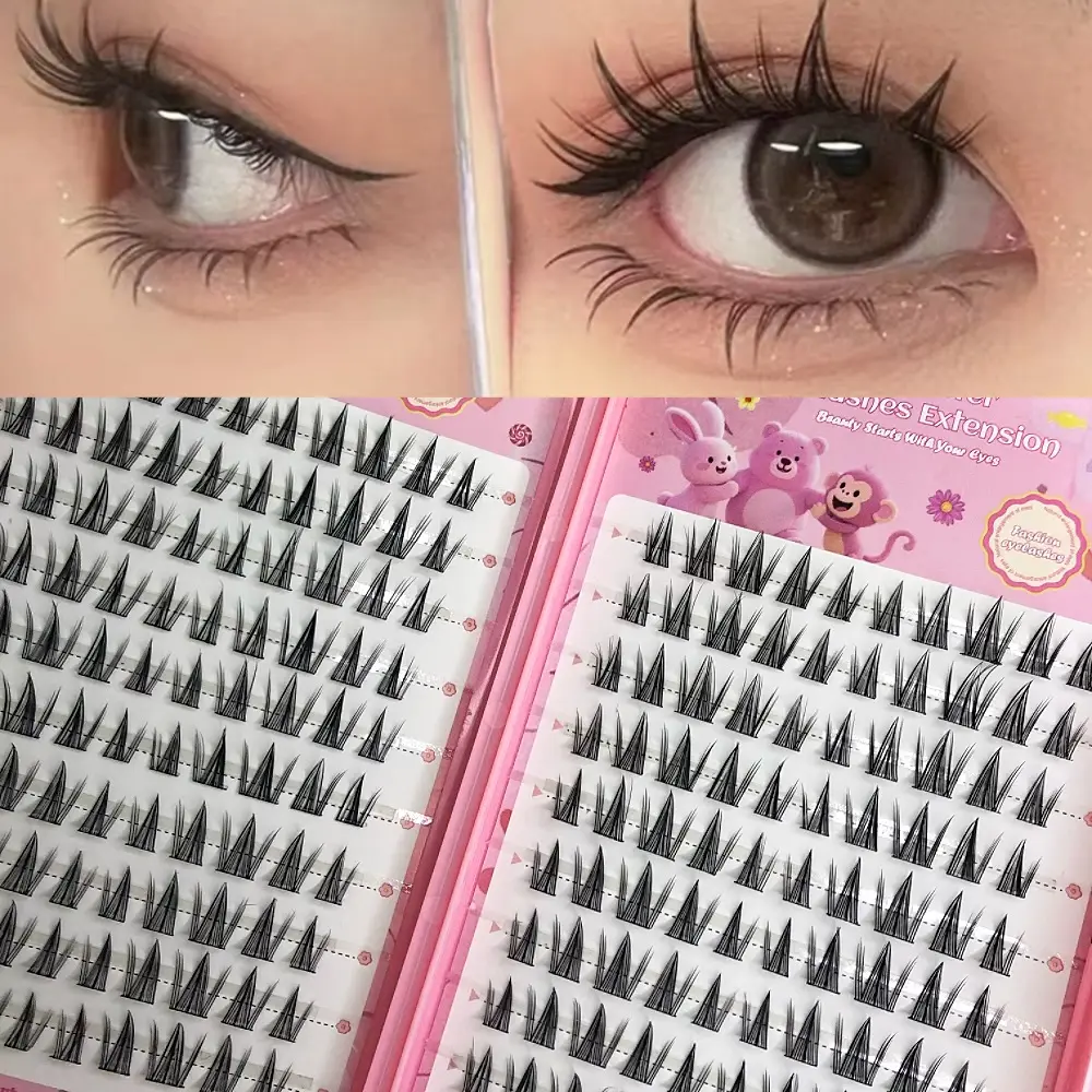 False eyelashes that can be directly adhered without glue - 200, DIY C curl, 0.07mm thickness, natural comic style, glue-free false eyelashes, Cosmetic false lashes, Diy Personal Lashes