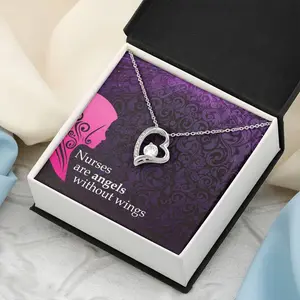 Nurse Appreciation Gift Necklace Nurse Graduation Nurse Week Jewelry Practitioner Retirement Wing Rn Necklace Nurses Are Angels Without Wings Pendent Forever Love Necklace