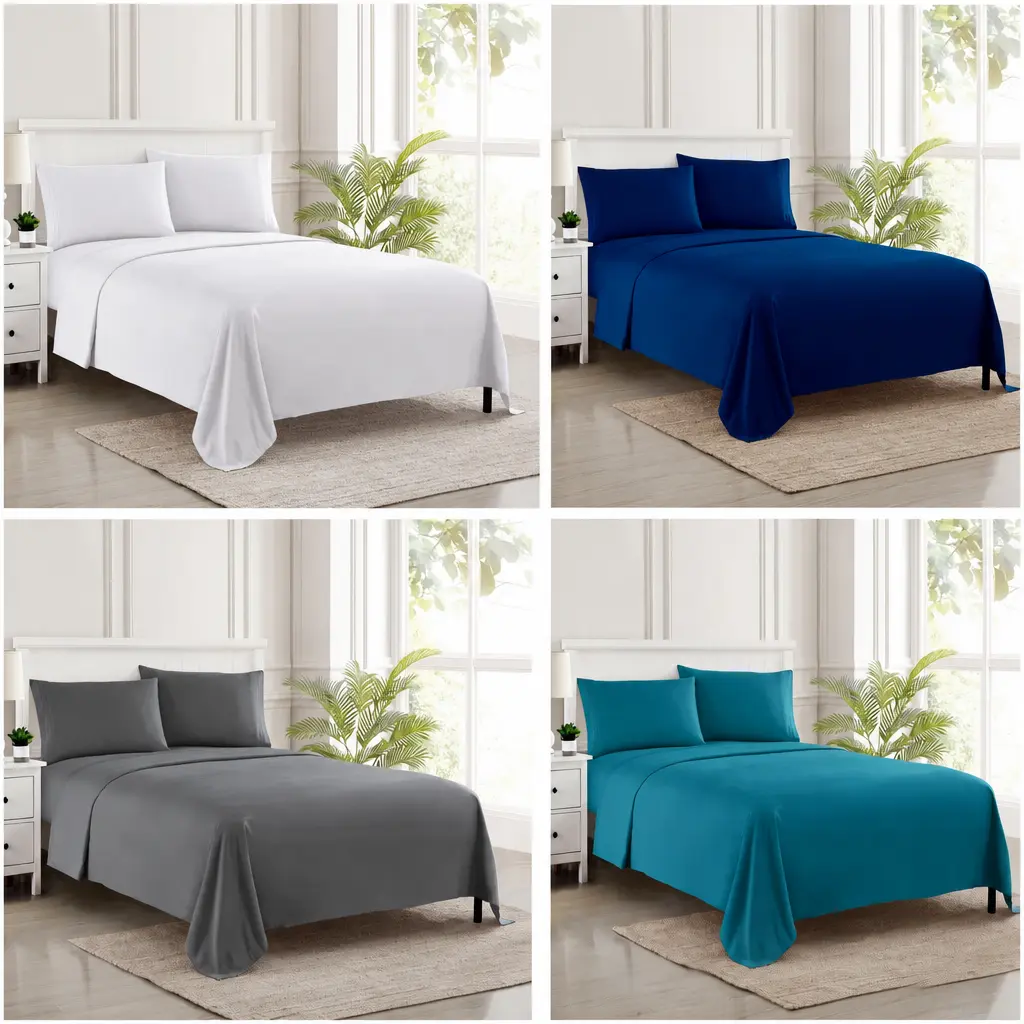 Luxury Microfiber Flat Sheet Only - Antibacterial, Wrinkle-Resistant, Fade-Resistant Flat Weave Soft USA-Size Top Sheet for Home Bedroom (Twin, Full, Queen, King Sizes)