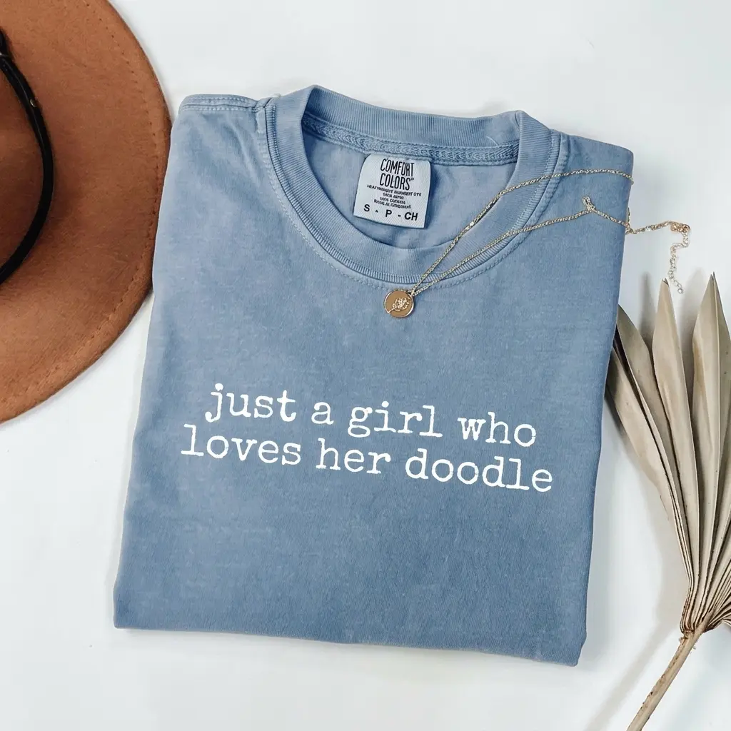 Comfort Colors Just A Girl Who Loves Her Doodle Shirt, Funny Doodle Dog Lover Tee, Goldendoodle Labradoodle Mom Shirt, Cute Puppy Graphic Shirt, Dog Mom Gift, Pet Lover Apparel, Unisex Cotton Tee
