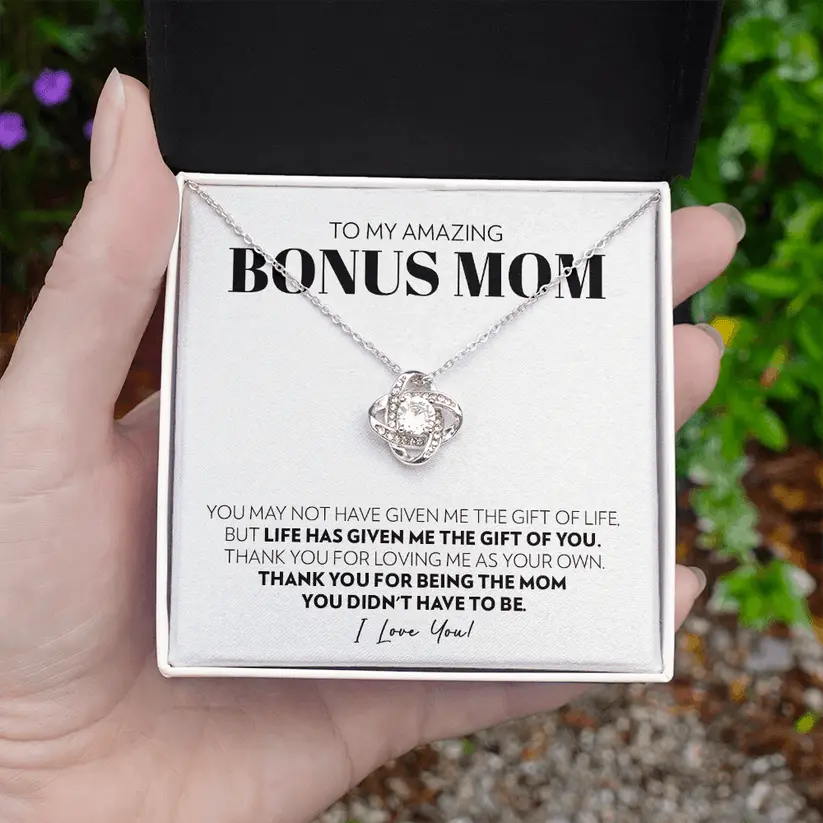 Bonus Mom Necklace, Love Knot Necklace, Gifts For Step Mom, Mother's Day Gift For Bonus Mom, Step Mom Gifts, Bonus Mom Gifts, Bonus Mom Jewelry From Daughter/Son on Birthday, Christmas