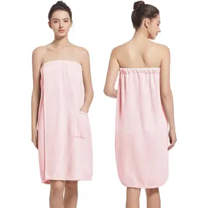 Women's Soft Wrap Bath Towel – Full-Length Plush Lightweight Spa Robe With Pockets For After Shower
