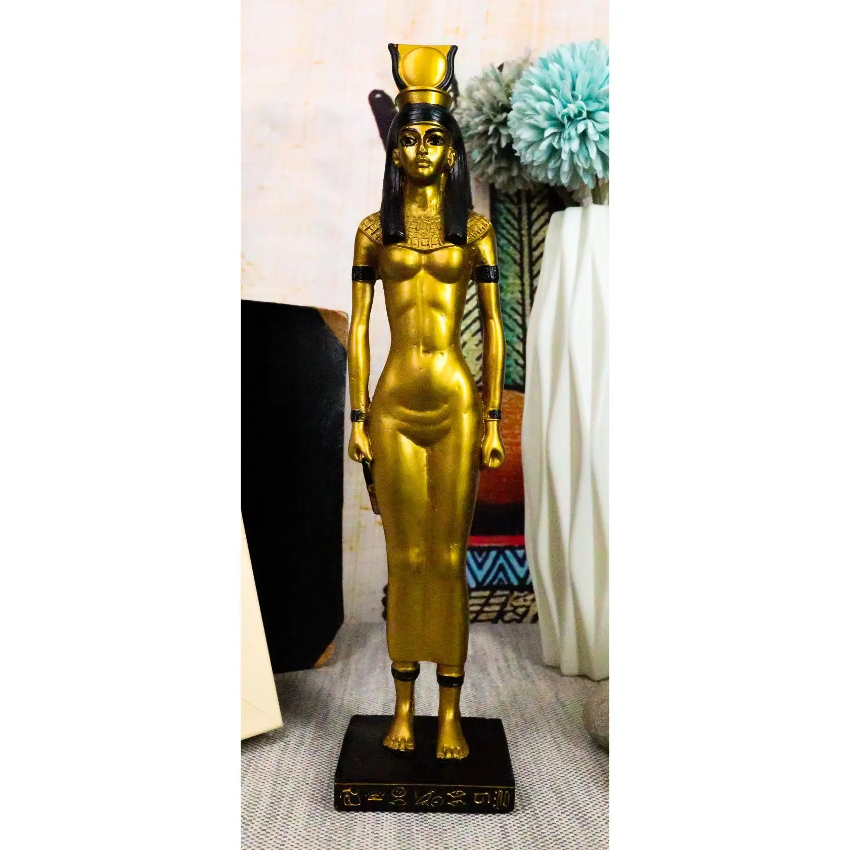 Ebros Egyptian Golden Goddess Hathor Motherhood Music Dance Patroness Figurine