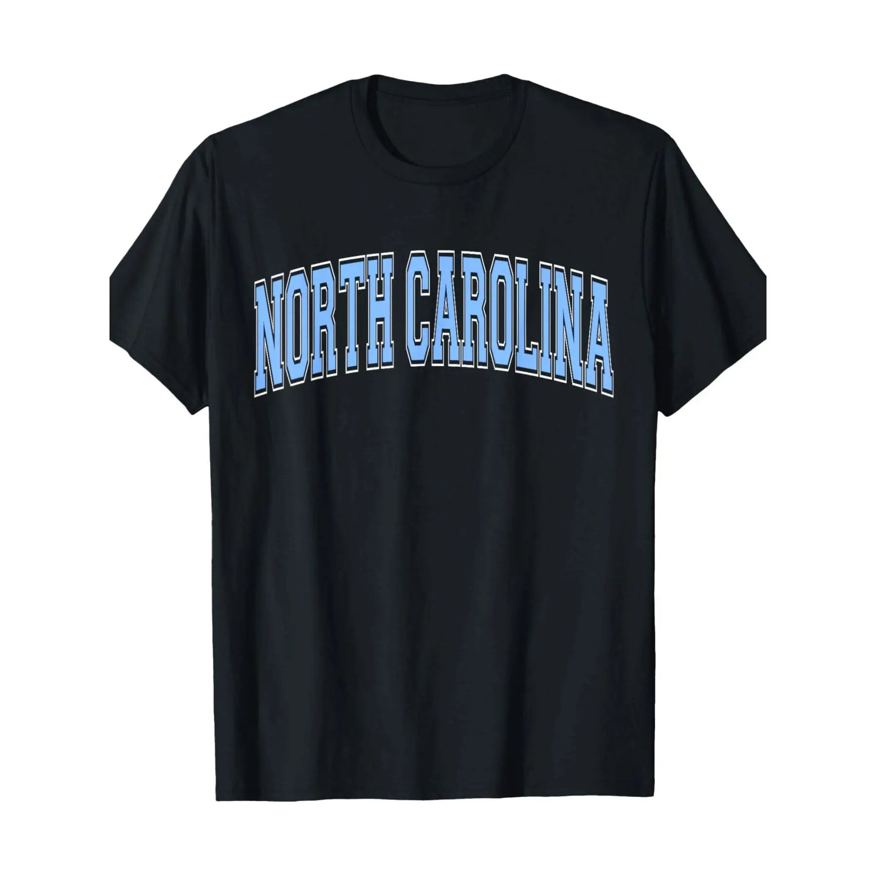 Women's Vintage North Carolina Graphic Crew Neck T-Shirt - NC State Blue Text & Letter Prints, Shortleeve Stretch Fabric, Casual Proud State Apparel for All-Season Daily Wear, Classic, Shortsleeve, Round Neck, Top, Vintage Shirts