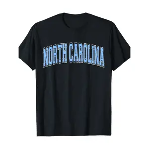 North Carolina Vintage Graphic Tee - NC State Blue Text & Letter Design on Crew Neck T-Shirt, Proud State Pride Apparel for All-Season Daily Wear