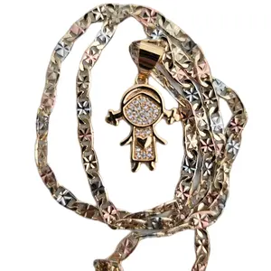 Boy or Girl Tricolor Chain with Unique Design and Pendant for Boy or Girl