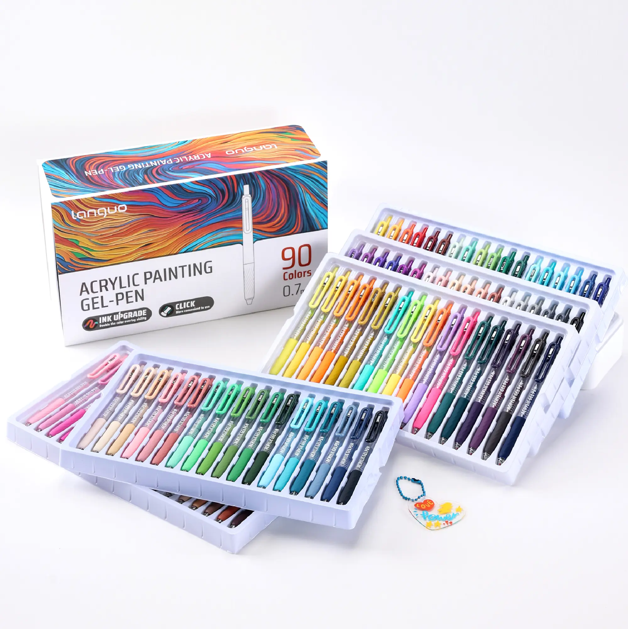 Languo Retractable Acrylic Gel Pens for Coloring with 36/90-Colors, Click Acrylic Paint Pens Set with 0.7mm Tip for Adult Coloring, Colored Gel Pens for Black Paper, Rock, Glass, Fabric, DIY and Art Crafts
