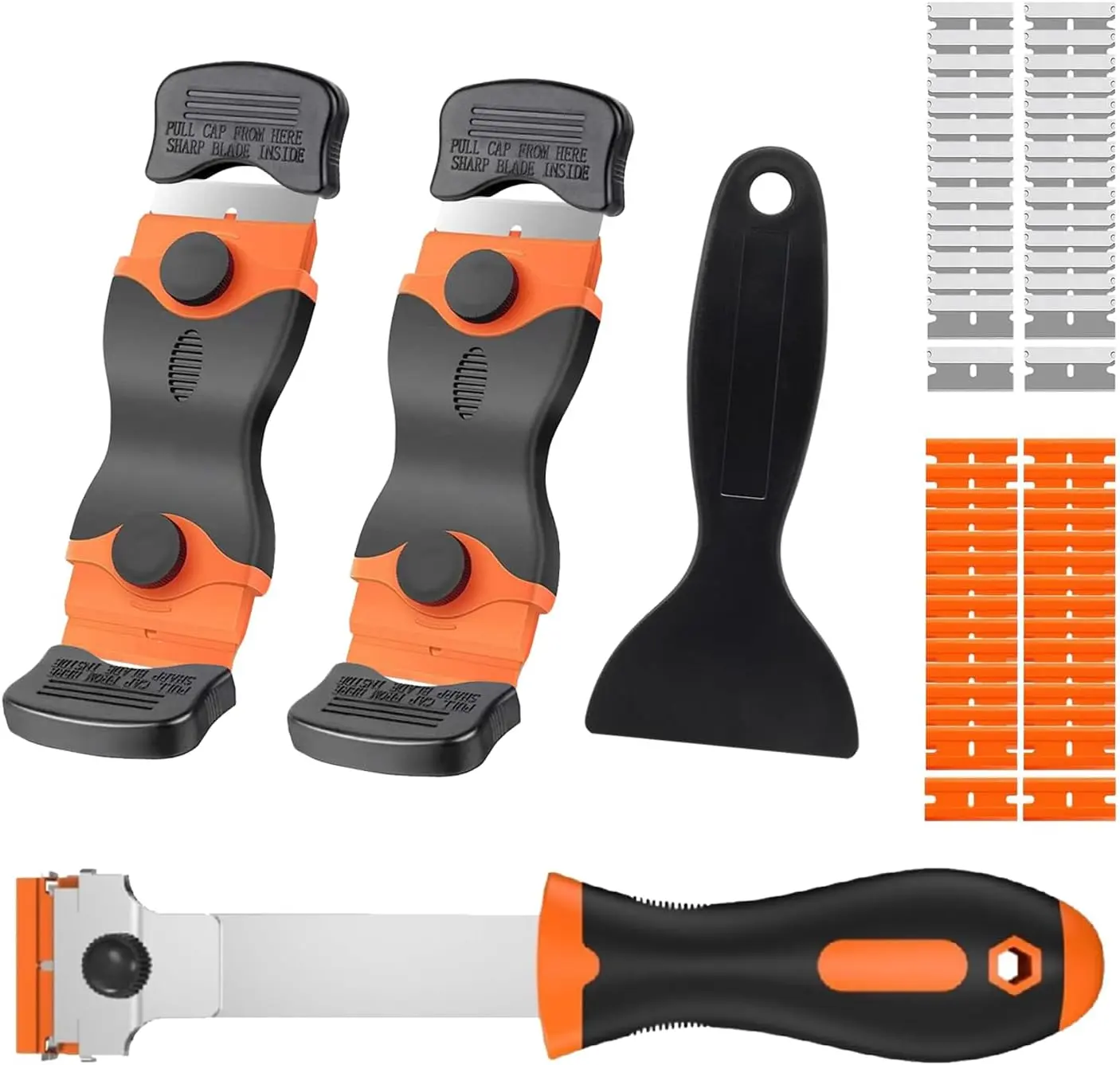 Multipurpose Home Blade Scraper Tool, Cleaning Razor Scraper for Glass Adhesive, Glass Top Stove Scraper for Oven Door, Razor Scraper Gift for Women, 2-in-1 Scraper Tool Set with 20Pcs Home Blades for Removing Window Labels