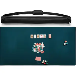 5mm Thickness Board Game Mat Black 42 x 66 Inches, Super Cushioned Table Cover for Mahjong, Poker, Playing Cards, Tile Games Dominoes Neoprene Gaming Playmat with Carrying Bag (Green, 42 x 66 Inches)