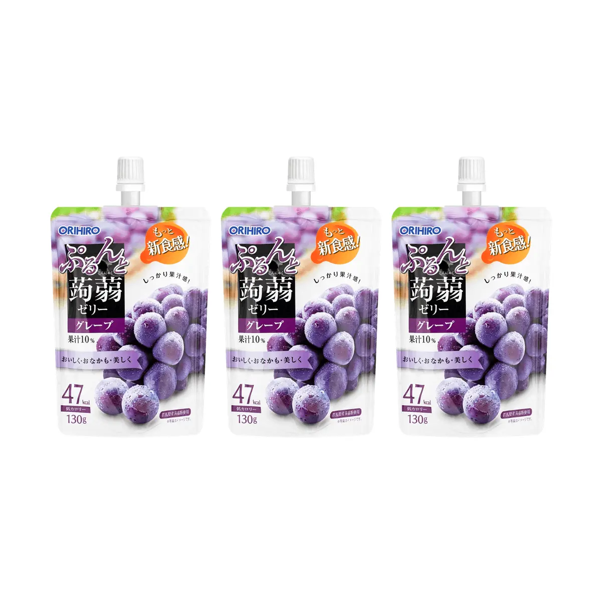 ORIHIRO Konjac Jelly Drink - Grape Flavor, Low Calorie, Fat-Free, 3-Pack Value