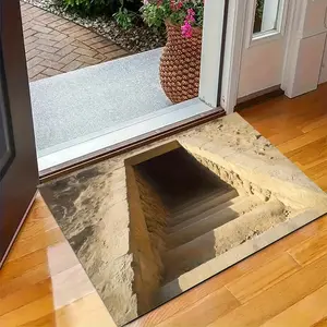 Black Hole Entrance Mat - Non-Slip Backing, Machine Washable Flannel Floor Mat with Black Hole Design, Indoor/Outdoor Use for Front Doors, Entries