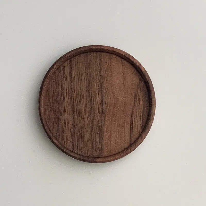Unpainted Japanese Walnut Wooden Coaster - Natural, Wax-Free, Insulated Tableware for Room Decor, Stylish Round & Square Options