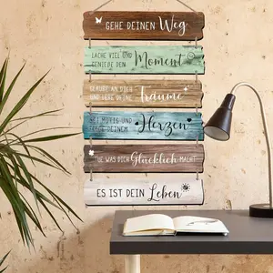 Wooden Hanging Sign, Positive Letter Pattern Wall Decor, Wall Hanging Decor for Home Office, Home Decor, Room Decor