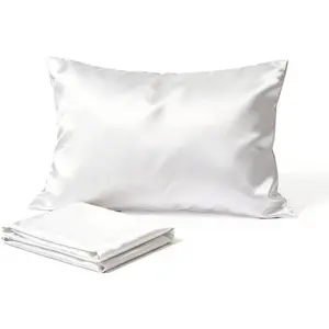 White Satin Pillowcase  Size Silk Pillow Cases Set of 2 Wrinkle-Free Soft Smooth 20x30 Inches, 2 count