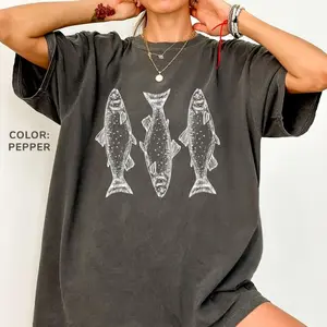 Comfort Colors Trout Fish Tattoo Style T-shirt, Fishing T-shirt, Fish Lover, Fisherman, Trout Fishing Tee, Trendy Outfits, Gift For Women