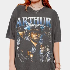 Arthur Morgan 90s Bootleg Graphic Tee T-Shirt, RDR2 Cowboy Shirt, Vintage Western Gamer Tee, Outlaw Aesthetic Graphic Shirt, Unisex Gaming T-Shirt