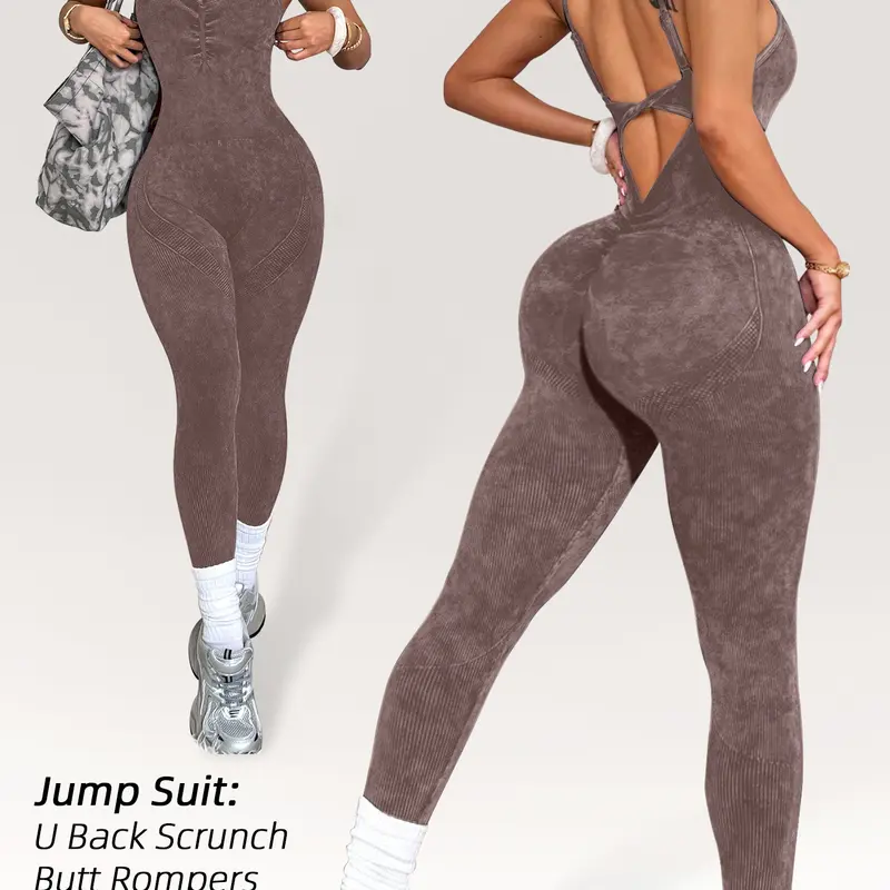 Women's Washable Sandblasted Jumpsuit, Round Neck Pullover Twisted Buckle Knit Romper/tank Top, Casual Everyday One-Piece