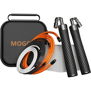Weighted Jump Rope for Men Women -Interchangeable 1/5lb 1/4lb 1/2lb Heavy jump ropes - 360  Spin - Length Adjustable,Ergonomics Leather Grip Skipping Rope for Fitness  &
