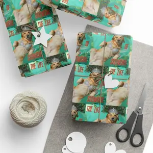 A Glamorous Golden Retriever - Viral Gift Paper, Wrapping Paper, Festival Holiday Gift Wrap, Funny Meme Christmas Music Album Cover Wrapping, Xmas Gift Wrap Paper for Fan Friends