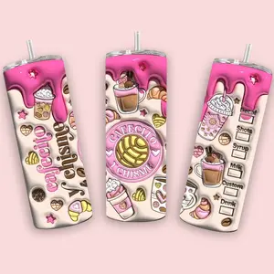 Cafecito y Chisme 20 oz Tumblers - Stylish Coffee and Drink Drinkware with Customizable Drink Options and Colorful Graphics