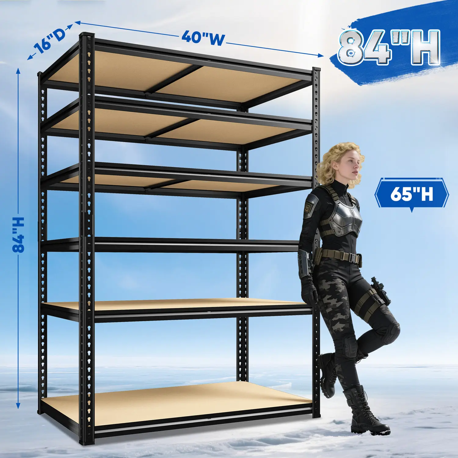 6-layer 84"H x 40"W x 16"D