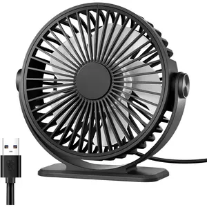 Desk Fan USB  Small Portable Fan, 3 Speeds Adjustable  Breeze Mini Personal Fans, 360? Rotation Quiet Plug In USB Fans for Desktop Bedroom Office Table Travel, Black, 4.9ft