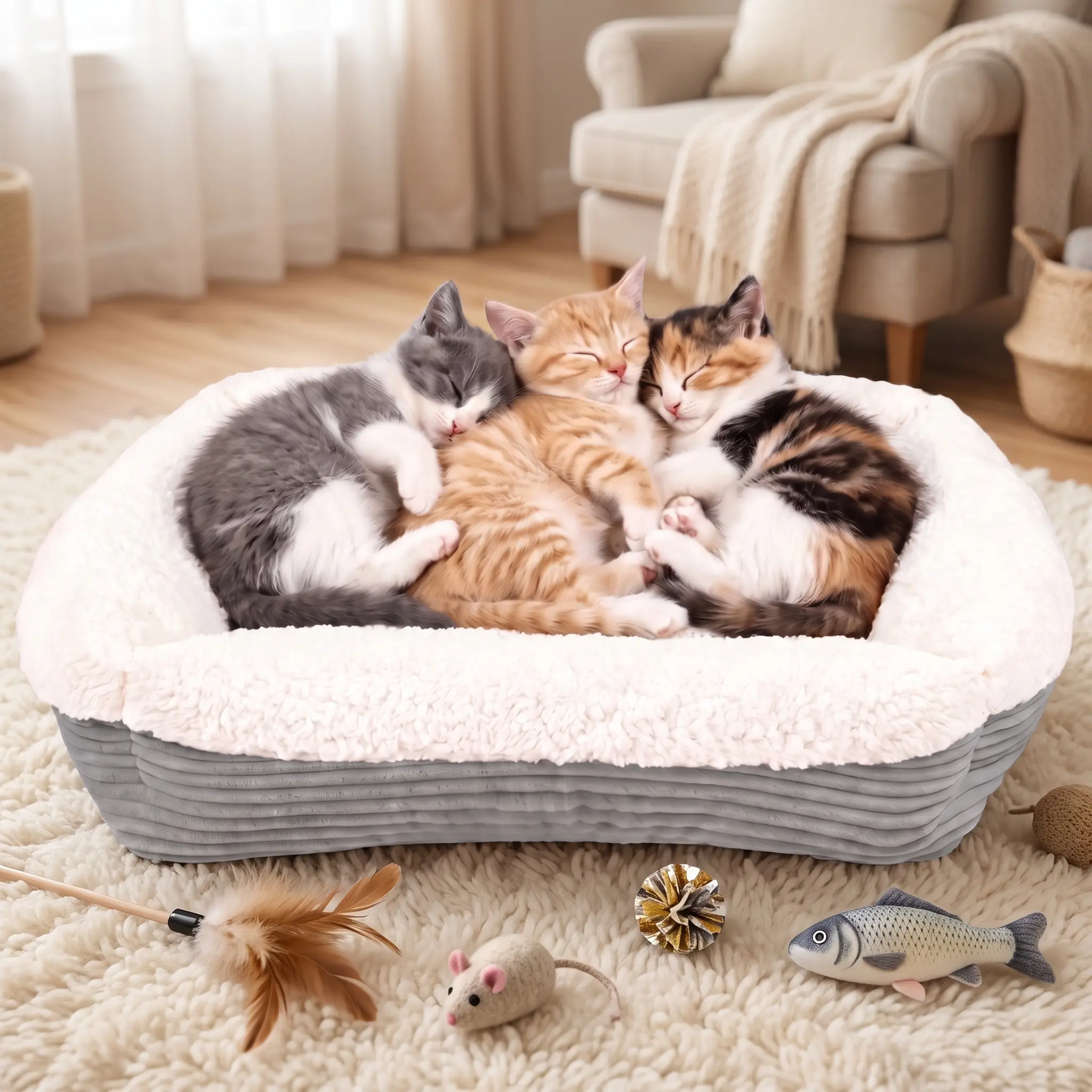 Self-Heating Pet Bed for Cats & Dogs, No-Electricity Self Warming Mat with Reflective Foil Layer, Machine Washable & Non-Slip Bottom, Soft Imitation Lamb Wool, Durable Corduroy Base, Indoor/Outdoor Use, Cozy Warm Pad for Small/Medium Pets