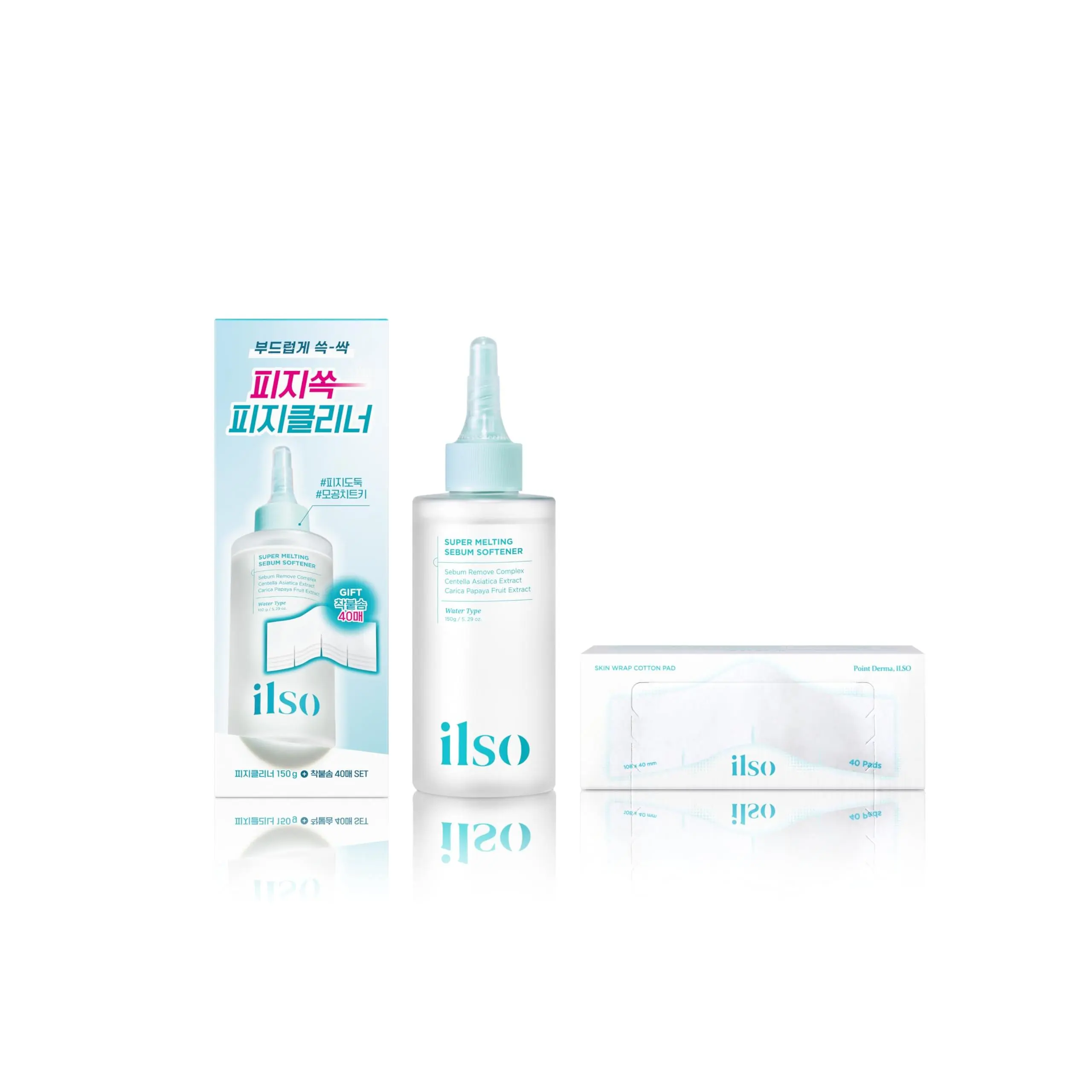 ILSO Super Melting Sebum Softener, 5.29 fl oz, with 40 Skin Wrap Cotton Pads included, Gentle Pore Cleansing Solution, Melts Away Blackheads & Sebum, Korean Skincare