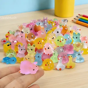 50PCS Mini Resin Animals Variety Pack, Random Assorted Tiny Resin Animal Figurines Glow in the Dark for Fairy Garden Accessories, Aquarium and Micro Landscape Decoration