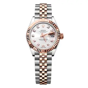 Rolex Lady-Datejust 26 179171 Two-Tone Everose Gold Fluted Bezel Silver Diamond Dial Jubilee Bracelet WHT031812
