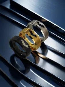 1pc Personalized Hip Hop Halloween Bat Titanium Steel Ring, Unique Design, Perfect for Party Wear, Stylish Accessory