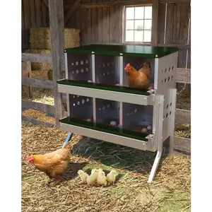 6-Hole Heavy Duty Metal Hen Nest Box | Roll Away Laying Nest with Egg Tray, Wall Mountable Rustproof Ventilated Easy Clean Chicken Coop Nest