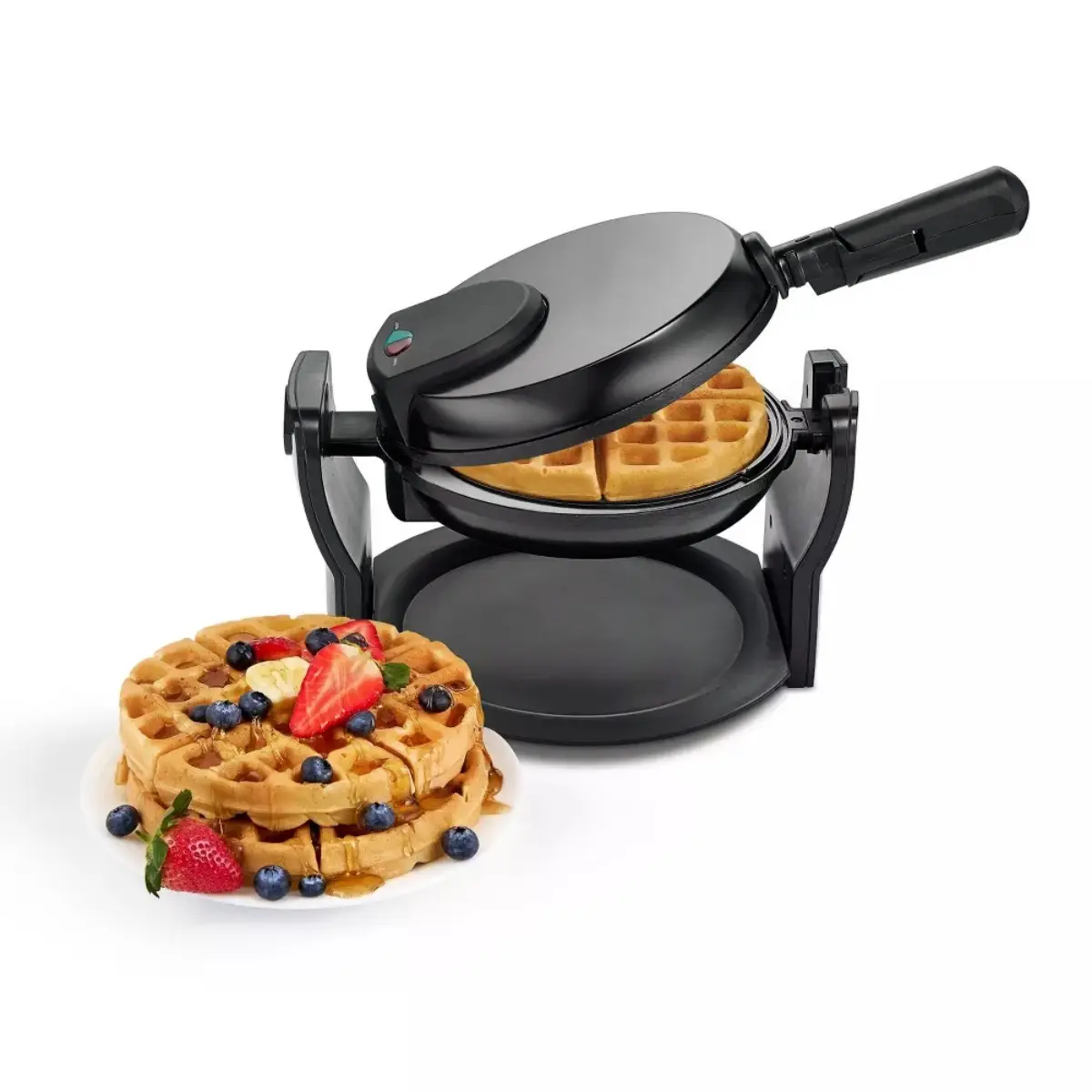 Belgian Waffle Maker with Removable PFAS-Free Durathon Nonstick Coated Plates, Easy Flip, Ceramic Grids, Black
