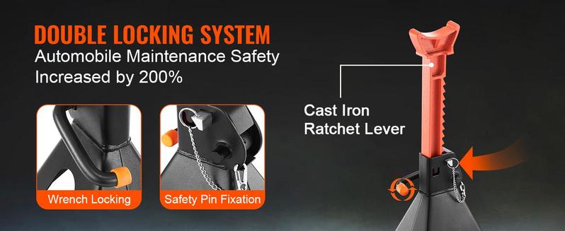 VEVOR Jack Stands, TikTokShopBlackFriday, 6 Ton (13,000 lbs) Capacity Car Jack Stands Double Locking, 14.2 -23 inch Adjustable Height, for lifting SUV, Pickup Truck, Car and UTV/ATV, Red, 1 Pair