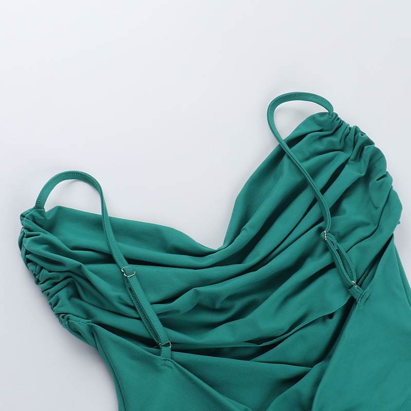 Backless Pleated Sheath Women's Leisure Vacation Long Dress