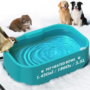 5.5L Heated Pet Water Bowl for Dogs, Cats & Rabbits – Outdoor Winter No-Freeze Water Dispenser, Large Capacity BPA-Free Anti-Chew Design, Keeps Water Warm 77–95°F