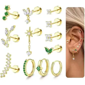 6 Gauge Cartilage Earrings for Women Flat Back Hypoallergenic Surgical Steel Small Flatback Stud Hoop Cartilage Earring Stack Set Daith Conch Tragus Helix Piercing Jewelry Single PC