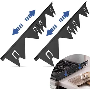 Stainless Steel Stove Gap Covers 2 Pack Adjustable Length 13.8 to 27.5 Inch Easy Clean Heat Resistant Stove Gap Filler Guard for Kitchen Oven Counter Side Gap Range Trim Kit