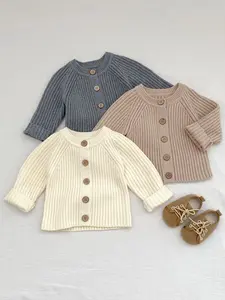 Autumn Winter New Style Baby Unisex Thick Knit Cardigan Sweater, Casual Fitted Design for Boys & Girls, Warm Daily Wear Outerwear