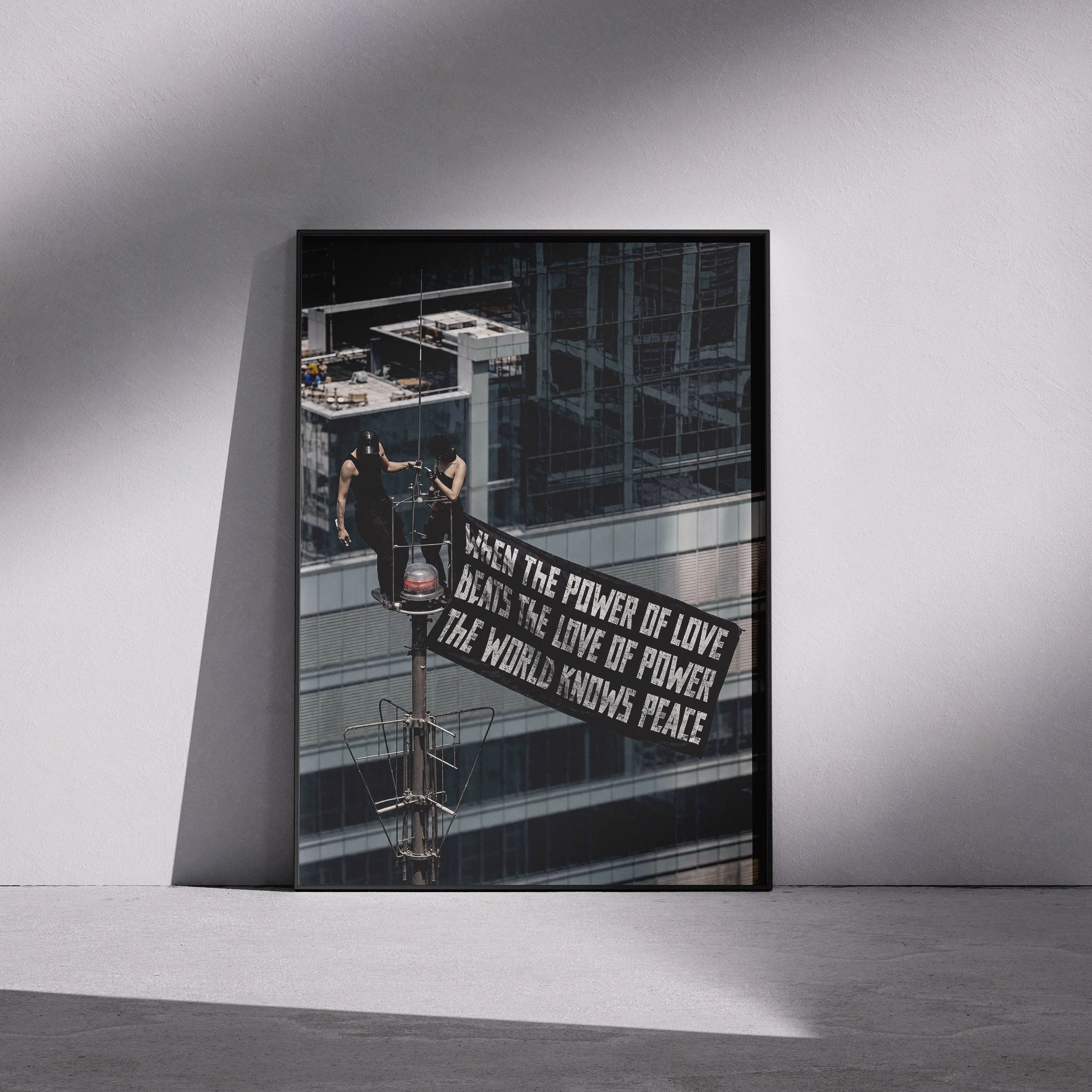 [NO FRAME] Empire State Building Inspired Wall Art, Power of Love Quote Poster, NYC Skyline Modern Home Decor
