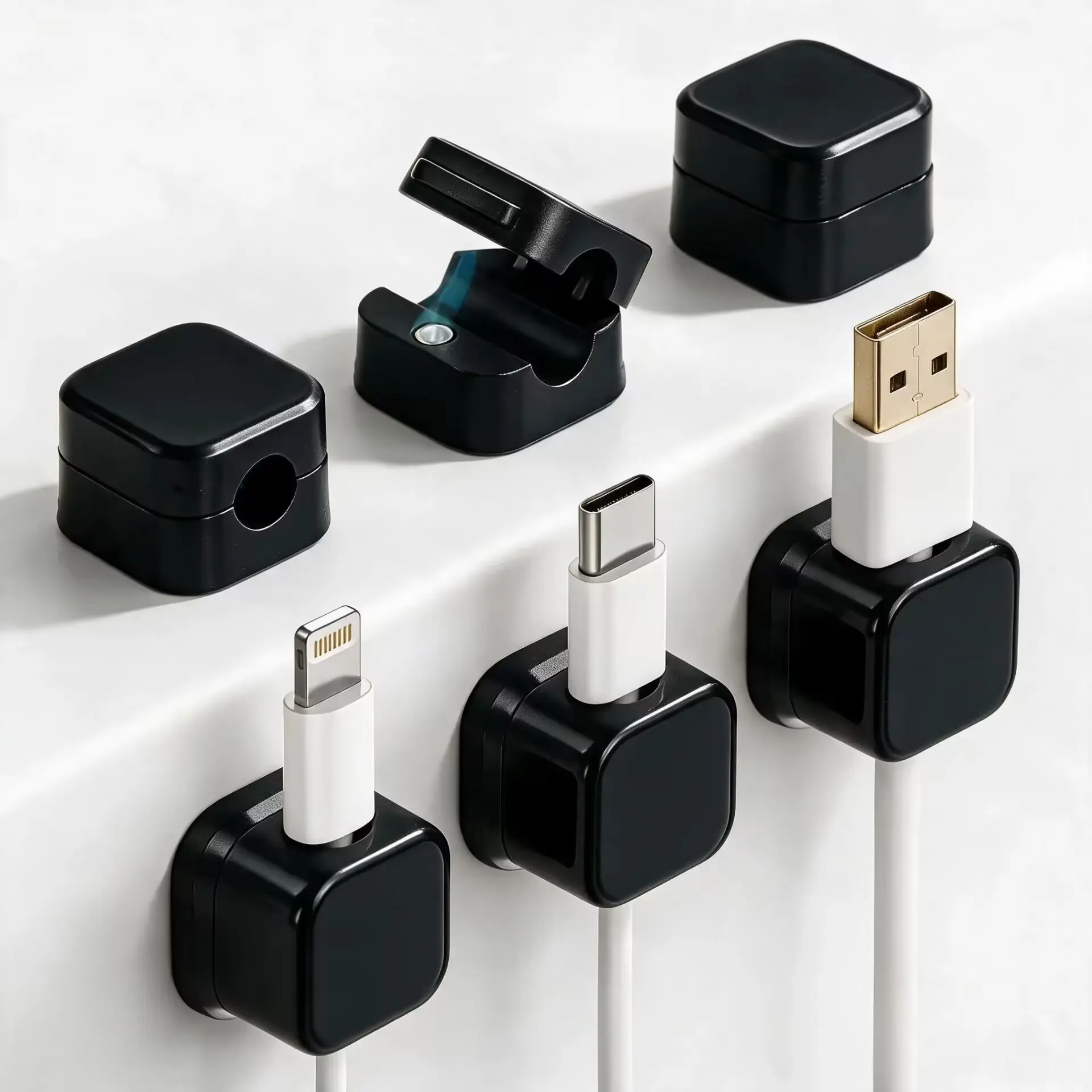 Magnetic Cable Clamp 6 Pack, Adjustable Anti-Slip Cable Organizer, Under Desk Cable Management Kit, Multifunctional Cable Tie, Desk Mount Cable Organizer for Home Office Desk Accessories