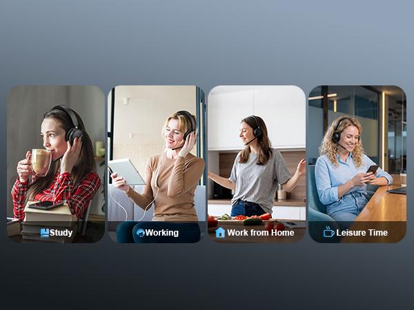 Dytole Wireless Headset with Mic for Work, Bluetooth 5.3 Headset with Noise Cancelling, Wireless Headphones with Mic & USB Dongle, 65H & Mute, Ideal for PC/Call Center/Computer/Laptop/Study