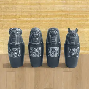 Egyptian Pharaoh Design Storage Jar, 4 Counts/set Creative Animal Head Sculpture Decoration, Home Decor for Living Room Bedroom Office Dormitory Car, Bottles
