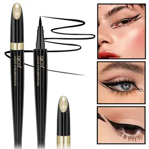 QICI Eyeliner Waterproof Sweatproof Smudge-proof Quick-dry Eyeliner Pen Waterproof Slim Long Curl Smudge-proof Setting Liquid