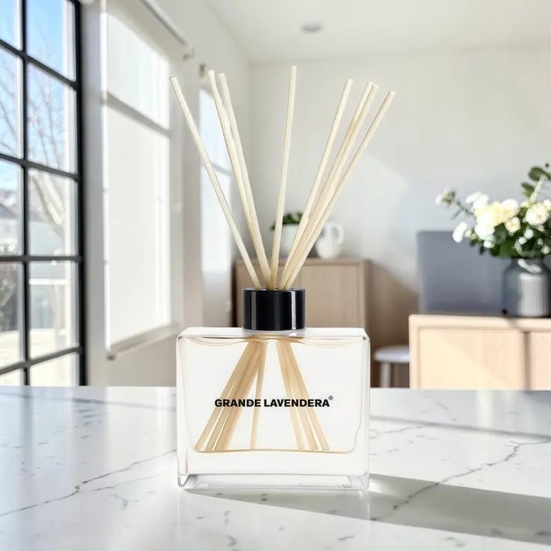 Grande Lavendera® Elegant Reed Diffuser with Custom Colored Reeds and Decorative Collars