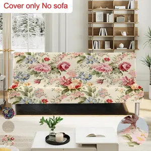 Floral Leaf Print Sofa Bed Cover, Elastic Full Wrap Armless Couch Slipcover, Stretch Sofa Cover, Foldable Twin Lounger, Easy Install, Living Room Bedroom Use, Elastic Furniture Protector